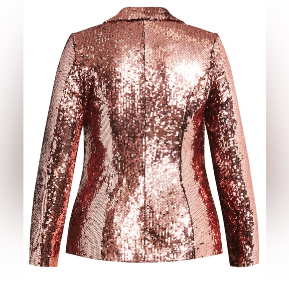 City Chic Sequin Seduction Jacket - Rose | Plus Size 14/XS - Picture 3 of 4